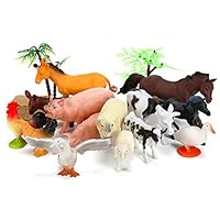 BOLMAZ Farm Animals Figures Toys, 26PCS Realistic Jumbo Plastic Farm Figurines Playset Includes Fences, Learning Educational Toys for Boys Girls Toddlers Bath Cupcake Topper Birthday Set