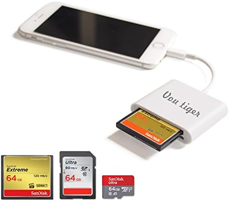 CF Card Reader for iPhnone iPad Mini air SD/TF/CF Card Adapter Trail Game Camera Viewer for iPhone 7 Plus/7/8/X/6s Plus/6s/6 Plus Support iOS 11.3 and Before No App Required Plug and Play