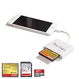 Vou tiger CF Card Reader Lightning SD/TF/CF Card Adapter Trail Game Camera Viewer for iPhone 7 Plus/7/8/X/6s Plus/6s/6 Plus/iPad Mini/Air Support iOS 11.3 and Before No App Required Plug and Play
