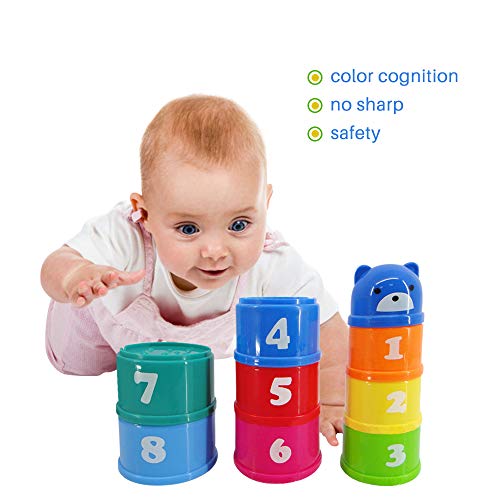 image for HuoBi 9 Pieces Stacking and Nesting Cups Early Learning Toys,Education