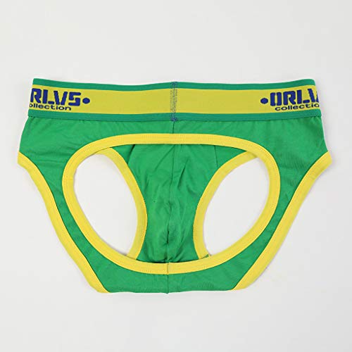 Mens Sexy Underwear Briefs,Jockstrap Cotton Bulge Pouch Low Rise Breathable Triangle Heath to wear Underpants Green