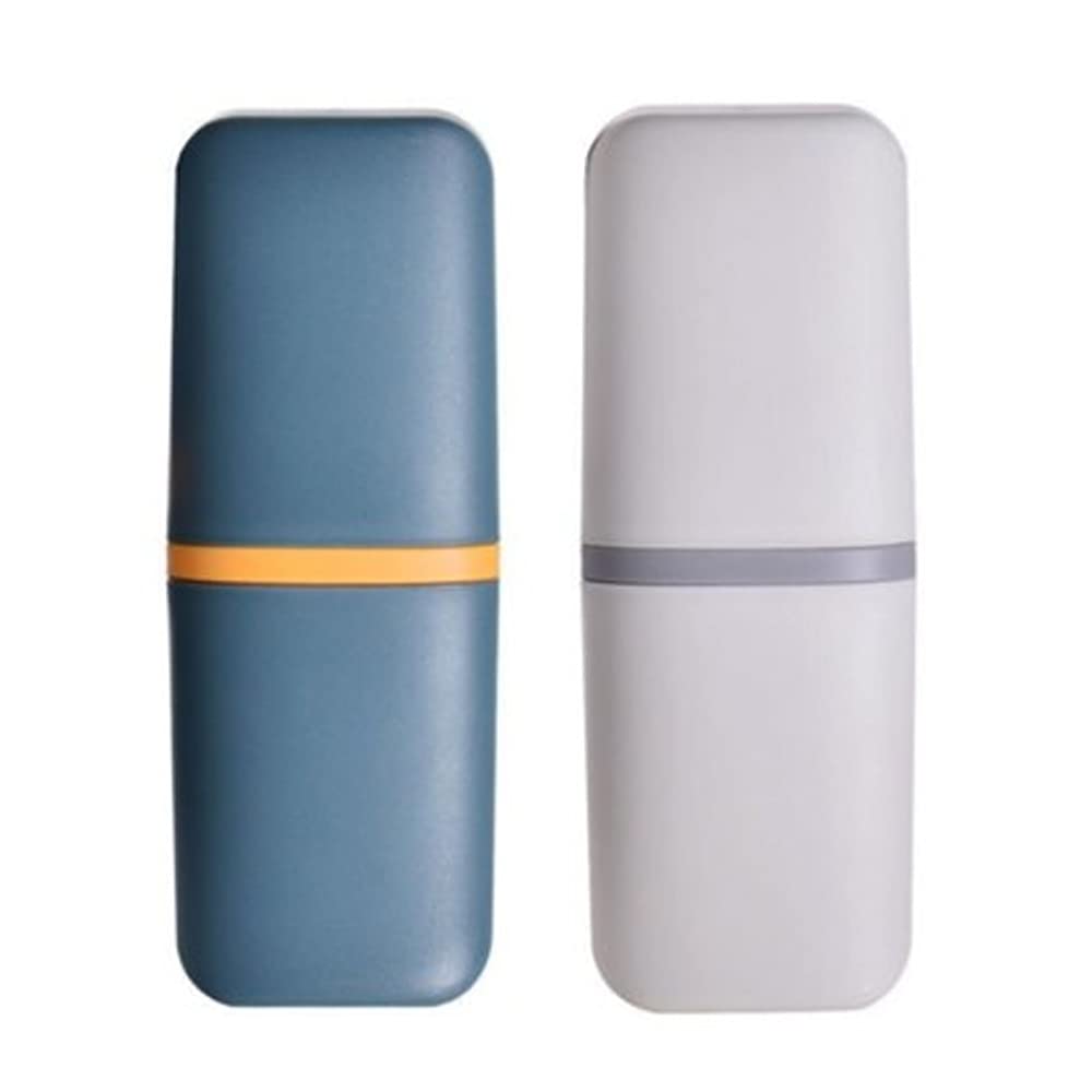 IKAAR Toothbrush Travel Case, 2 x Portable Toothbrush and Toothpaste Holder Set, Waterproof Toothbrush Box, 3 in 1 Design, Perfect for Travel, Camping, School (Pack of 2)