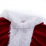 Christmas Santa Claus Costume with Beard,Velvet Men's Deluxe Santa Suit,Wine Red,M to L