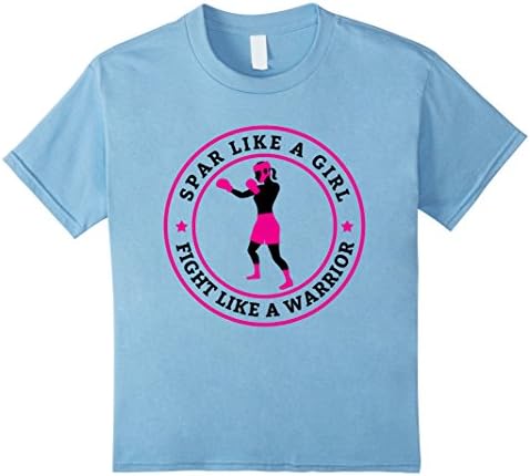 Kids Spar Like A Girl Fight Like A Warrior Boxing Quote T-Shirt 12 Baby Blue
