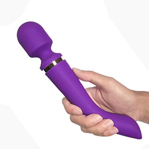 Waterproof Electric Wand Massager Dual Motor with 10x Strong Vibration Modes, Phiginoo Powerful Handheld Rechargeable Massager for Back Neck, Muscle Aches &amp; Sport Recovery with Carry Bag (Purple)