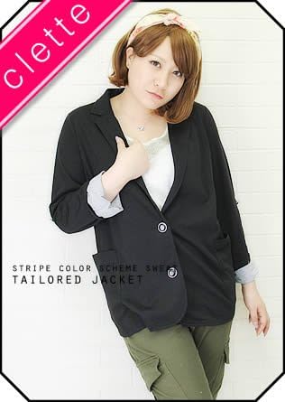 Amazon ストライプ 配色 スウェット テーラード ジャケット 大きいサイズ レディース 3l ネイビー コート ジャケット 通販