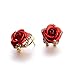 Hot Sale! Paymenow Women Girls Rose Rhinestone Small Earrings Fashion Eardrop Jewelry with Summer Dress (Red)