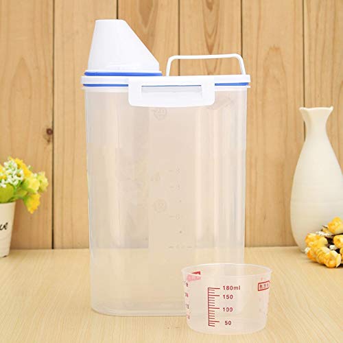 JISETY 2Kg Plastic Food Cereals Bean Rice Grain Storage Container with Measuring Cup New