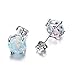 RongXing Jewelry Cute 925 Womens and Girls Jewelry Blue Opal Silver Stud Earring(7.6mm7.6mm)