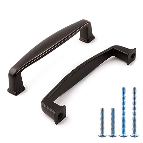 Koofizo Square Foot Cabinet Arch Pull - Oil Rubbed Bronze Furniture Handle, 3.8 Inch/96mm Screw Spacing, 10-Pack for Kitchen Cupboard Door, Bedroom Dresser Drawer, Bathroom Furniture Hardware