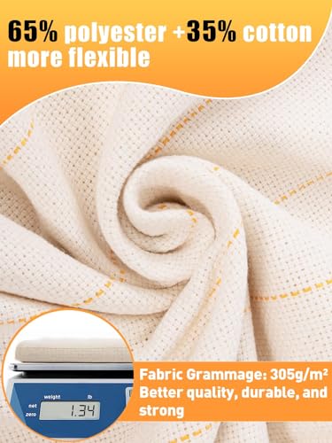 TERRIFI Tufting Cloth for DIY Rug-Punch Tufting Gun, 100 x 200 cm Large Monk's Cloth with Marked Lines, Primary Punch Needle Fabric, Ideal for Overlocking