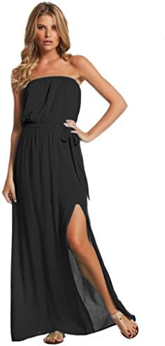 Elan International Womens Strapless Dress with Elastic Waist Small Black