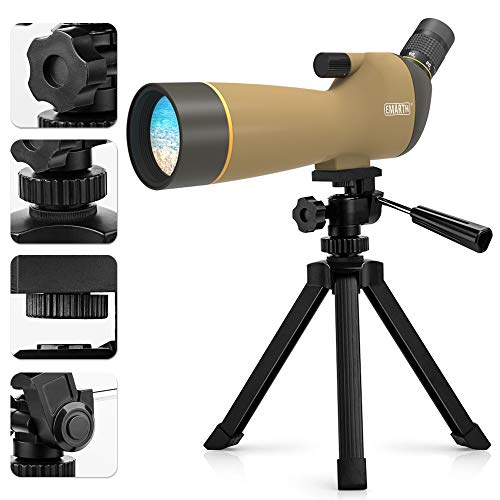 Emarth 20-60x60AE Waterproof Angled Spotting Scope with Tripod, 45-Degree Angled Eyepiece, Optics Zoom 39-19m/1000m for Target Shooting Bird Watching Hunting Wildlife Scenery (20-60x60) Gold