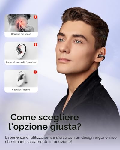 truefree B1 Open Ear Bluetooth Headphones Clip On Sport Wireless Bluetooth 5.4 Earphones Comfort, 3D Sound, Dynamic EQ App, Lightweight Stable, Only 5 g, Playtime 25 Hours (Black)