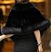 Helan Women's Faux Fur Warm Luxury Cape Coat Cloak Shawl Fur Wrap Bridal Stoles Wedding Fur Collar Shawl