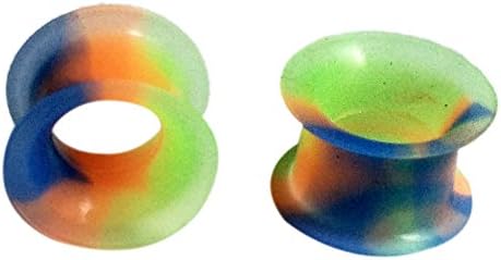 Thin Walled Multi-color Silicone Tunnel Plugs Piercing Jewelry (16mm 5/8'')