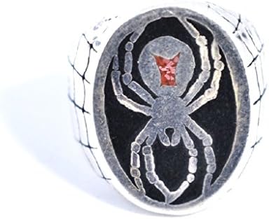 Black Inlay Southwestern Black Widow Spider Men's Ring