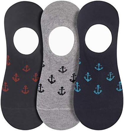 Pambiq Men's Cotton Invisible Loafer Socks (Black, Navy, Light Grey, Free Size) - Pack of 3