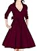 Miusol Women's Deep-V Neck Classical Bow Belt Vintage Casual Swing Dress (XX-Large, Wine)