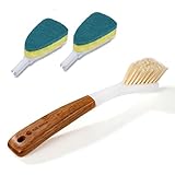 Full Circle Laid Back 2.0 Bamboo Dish Brush & 2pk Scrub Sponge Refill Set