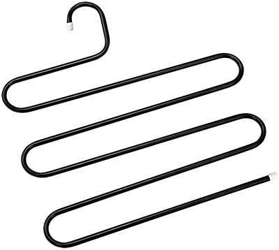 Attac S-type 5 layers Multi-Purpose Magic Closet Hangers Space Saver Storage Metal Rack for Hanging Jeans, Trouser, Scarf, Tie, Towels, Coat (Black)