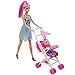 Potato001 Kids Toy Play House Plastic Dismountable Stroller for Barbie Doll Accessories (Pink)
