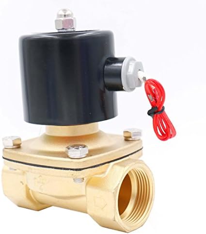 BAOMAIN 1-1/4 inch Brass Electric Solenoid Valve,AC 220V Normally Closed (NC),DN35 Direct Acting Pneumatic Valve for Water Air Gas,2W-350-35