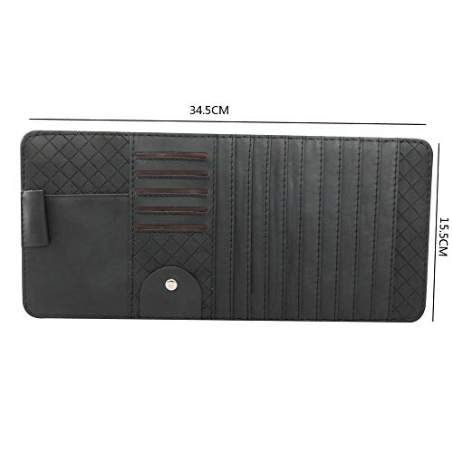idain Car Sun Visor CD Holder Storage Case Car Sun Visor Organizer Storage Pouch Bag,10 CD Slots,5 Card Case,1 Pen Holder and 1 Glasses Holder(Black)