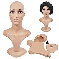 Cosmetology Mannequin Head Removable Manikin Doll Head for Wigs/Hat/Necklaces/Headset/Glasses Display Stand