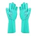 Silicone Cleaning Gloves Set of Magic, Reusable Dishwashing Scrubber – Heat-Resistant, Dishwasher-Safe Bristles for Car Washing, Pet Care, Kitchen and Bathroom Cleaning + Free Hanging Hook (Mint)