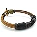 KONOV Mens Leather Rope Bracelet, Tribal Braided Cuff Bangle, Brown Black