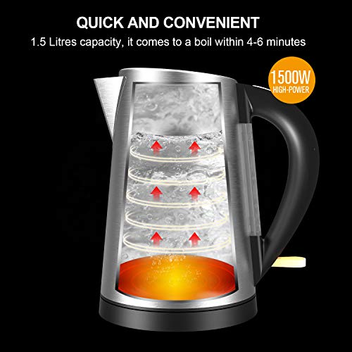 Electric Kettle, Doctor Hetzner Stainless Steel Water Kettle, 1500W