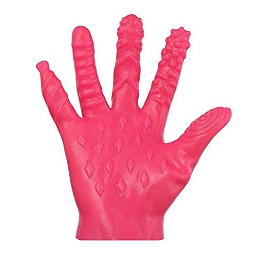 Male Female Massage Tool Soft Flirting Massage Glove Men Ribbed Teasing Gloves (A-Pink)