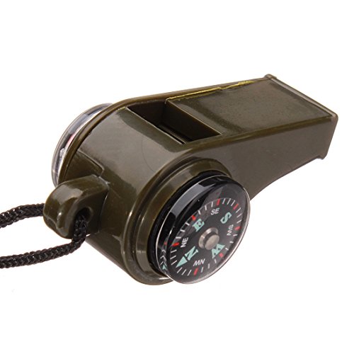 Outdoor Survival Tool Triad Whistle Compass Thermometer With Hang Rope by DOM