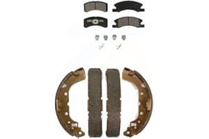 Transit Auto - Front Rear Ceramic Brake Pads And Drum Shoes Kit For 2014-2015 Mitsubishi Mirage KCN-100441