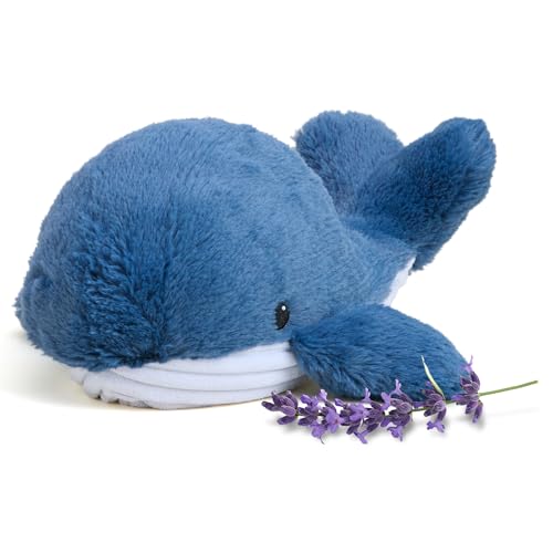warmies Microwavable & Weighted Stuffed Animals, Whale - Heated Stuffed Animal Plushie for Warmth & Comfort - Cute Soft Plush Toys for Adults & Children (Boys, Girls, Babies & Toddlers)