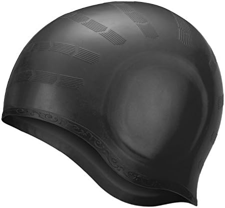 Actorstion Waterproof Silicone Swim Cap For Long Hair Keeps Hair with 3D Ergonomic Design Ear Pockets for Adult Woman and Men (Black)