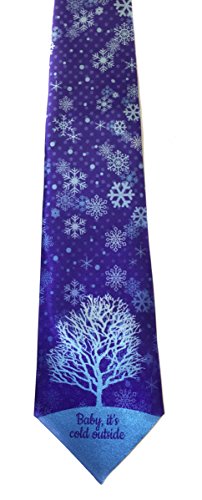 Stonehouse Collection Men's Winter Tie - Snow Theme Winter Necktie