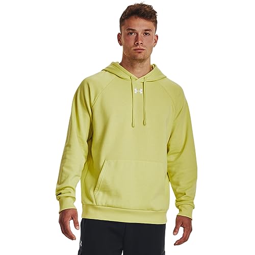 Under Armour Men’s Rival Fleece Hoodie, (743) Lime Yellow / / White, XX-Large Tall