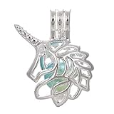 10pcs Silver Unicorn Pearl Cage Beads Cage Locket Pendant DIY Jewelry Making Supplies-for Oyster Pearls, Essential Oil Diffuser, Fun Gifts (Unicorn)