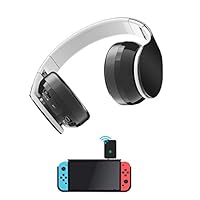LINGLONGAN Headset + Wireless Adapter for NS Switch, Audio 3.5mm Bluetooth Transmitter Adapter for Mobile Phone, PC, Switch with Superior Sound Quality, Portable Lightweight Black