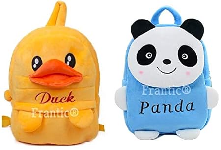 Frantic Velvet Kids School/Nursery/Picnic/Carry/Travelling Bag - 2 to 5 Age (SkyBluePanda_DuckP)