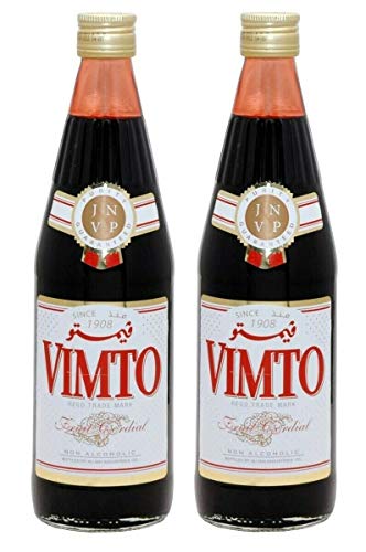 Vimto Fruit Cordial Drink 2 Glass Bottles - 25 fl.Oz/710ml. each - مشروب فيمتو الاكثر شعبية في العالم العربي