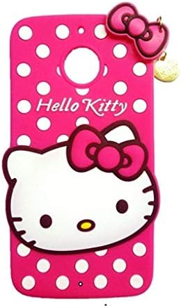 ANVIKA Cute 3D Soft Silicone Printed Smiley Hello Kitty with Pendant Back Case Cover for Moto G6