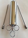 4 Oz Stainless Steel Commercial Grade Meat Marinade Flavor Injector 1/2 Cup Capacity. Includes 6 Inch Large Particle Needle And 12 Hole Needle.