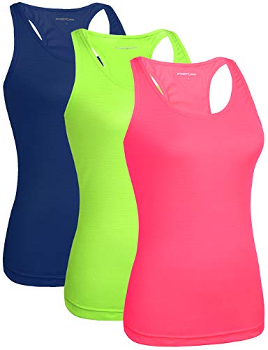 Fastorm Women's 3 Pack Running Tank Tops for Women Active Racerback Dry Fit Tank Top CBlue-NGreen-NPink M