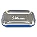 LunchBots Medium Duo Snack Container - Divided Stainless Steel Food Container - Two Sections for Half Sandwich and a Side - Eco-Friendly - Dishwasher Safe - Stainless Lid - Blue Dots