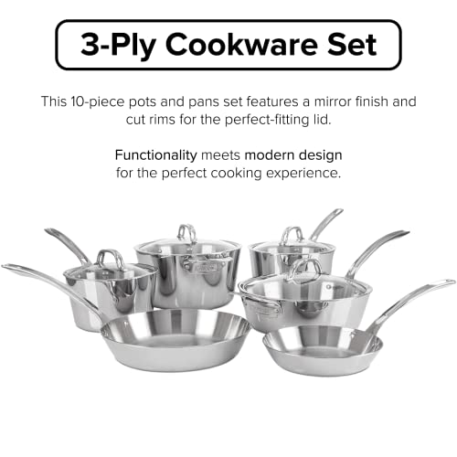 Viking Culinary Contemporary 3Ply Stainless Steel Cookware Set, 10