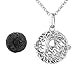 Top Plaza Chakra Healing Crystal Natural Gemstone Bead Silver Tone Openable Tree of Life Locket Pendant Necklace - Lava Stone