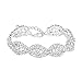 Miraculous Garden] Silver Plated Crystal Rhinestone Link Bracelet for Women Bridal Wedding Party Bridesmaid Prom Bracelet Jewelry